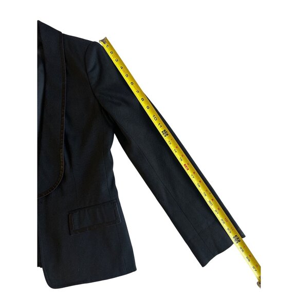 Club Monaco Black Satin-Trim Open Front Blazer Jacket Size 6 - Picture 8 of 12